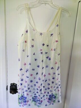 90s Romantic Moods Floral Satin Slip Dress Nightgown Purple Violet Large